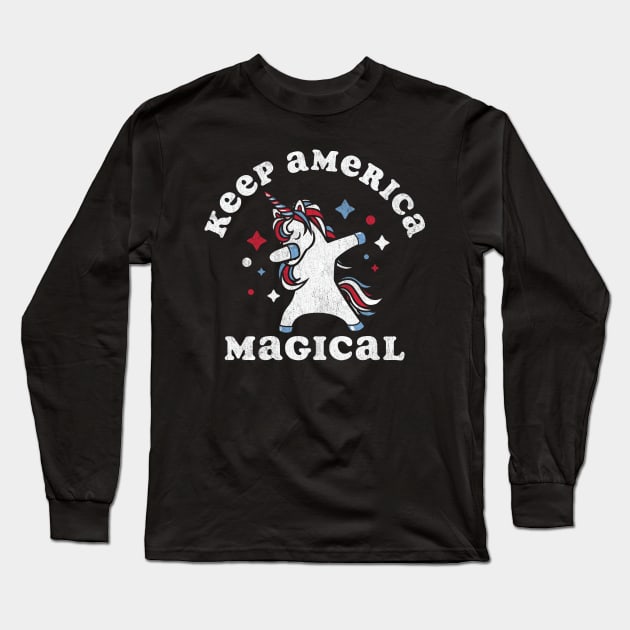 Keep America Magical Dabbing Unicorn Long Sleeve T-Shirt by Tingsy